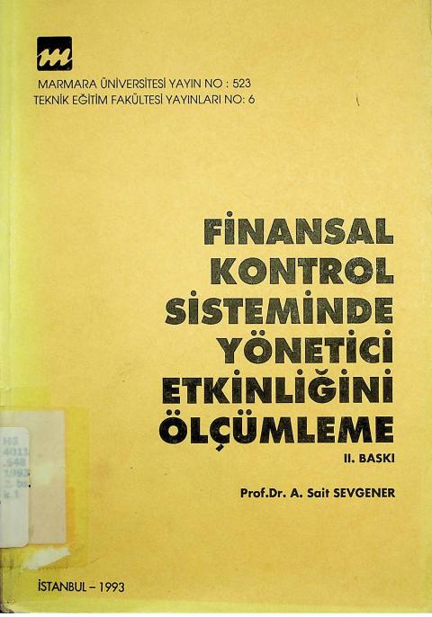 Finansal Kontrol Sisteminde Yönetici Etkinliğini Ölçümleme